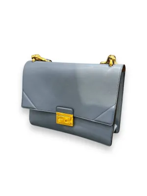 Fendi Light Blue Lambskin Leather Small U Kan Chain Shoulder Bag