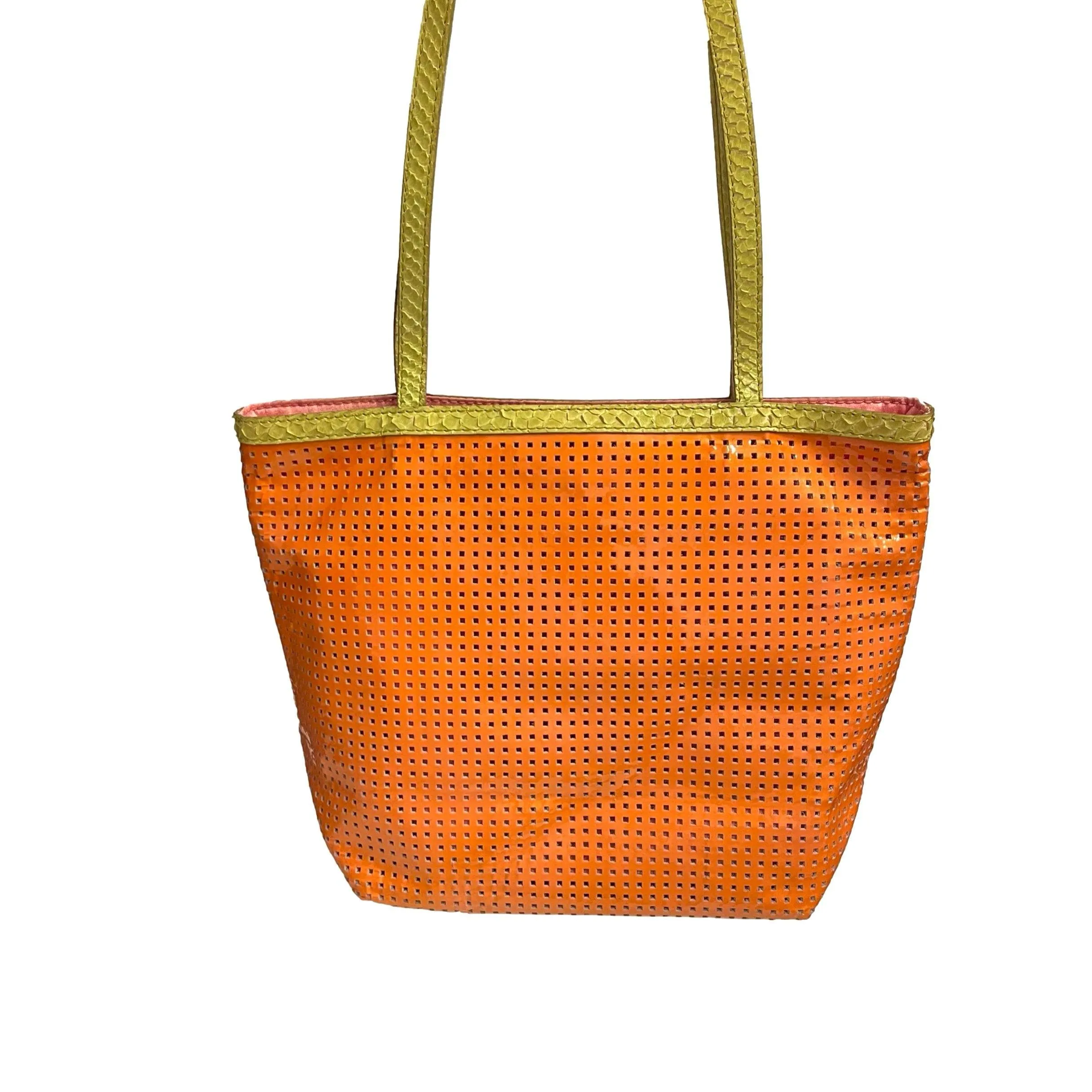 Fendi Orange Perforated Mini Shoulder Tote