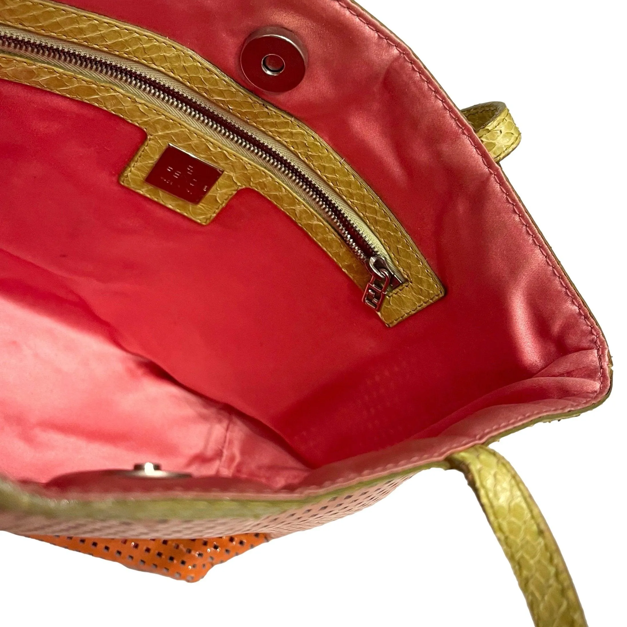 Fendi Orange Perforated Mini Shoulder Tote