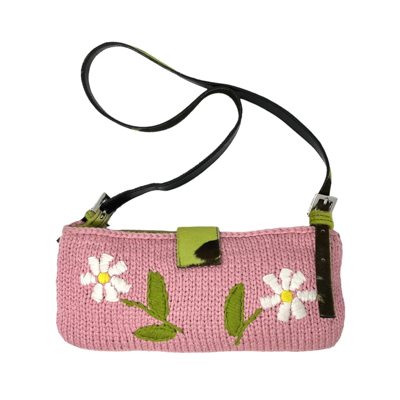 Fendi Pink Embroidered Baguette