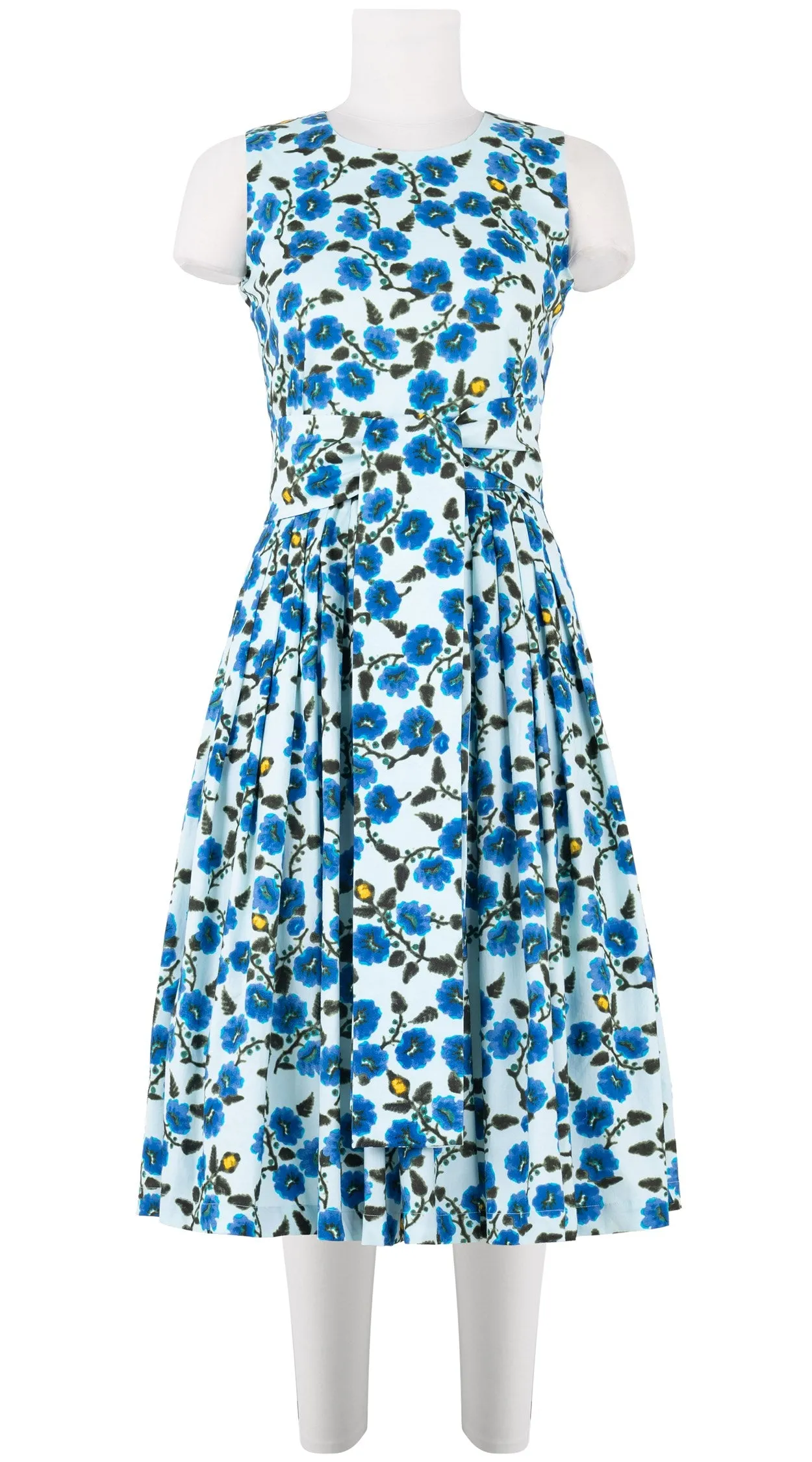 Florance Dress #2 Crew Neck Sleeveless Long Length Cotton Stretch (Azalea Flower Small)