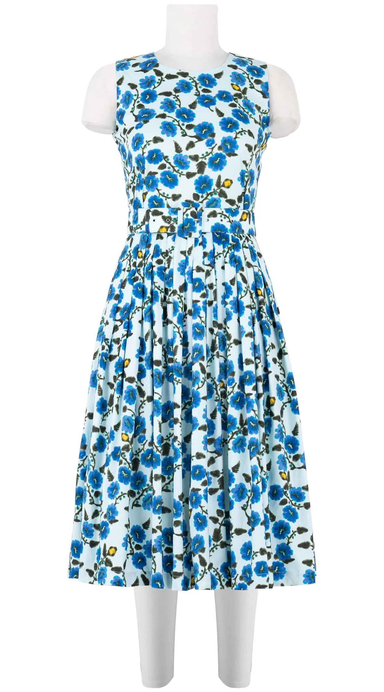 Florance Dress #2 Crew Neck Sleeveless Long Length Cotton Stretch (Azalea Flower Small)