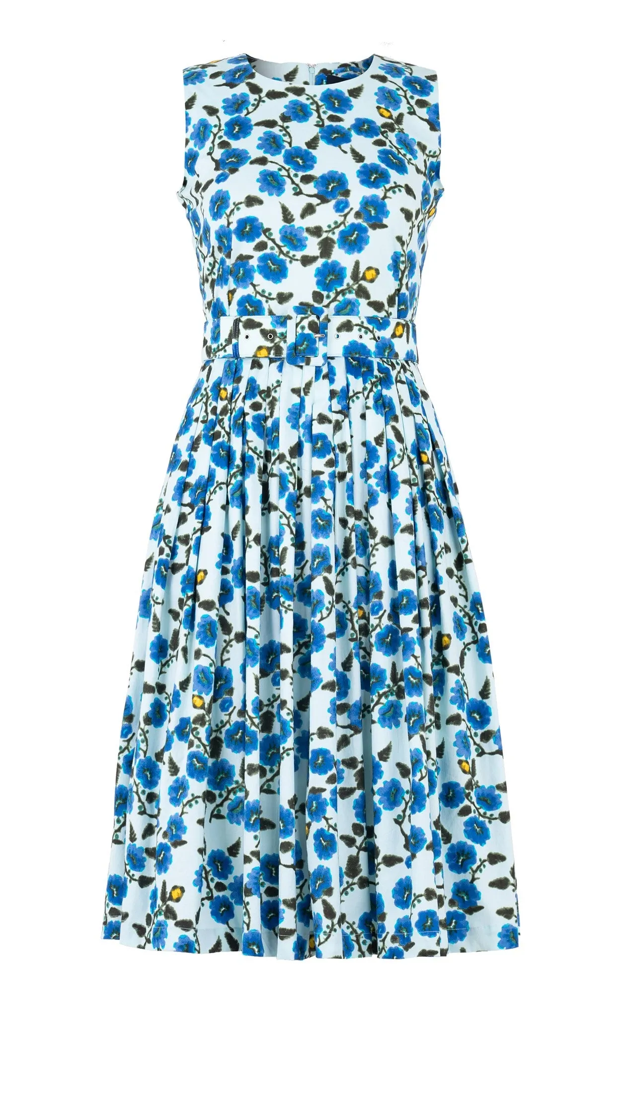 Florance Dress #2 Crew Neck Sleeveless Long Length Cotton Stretch (Azalea Flower Small)