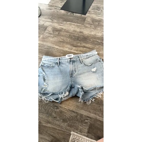 FRAME Le Cutoff Denim Shorts Distressed Frayed Hem Light Wash Women's Size 26