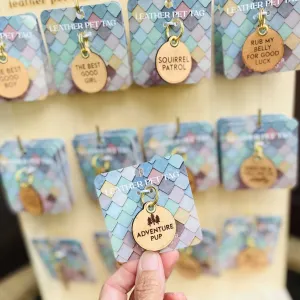 Freshwater Design Leather Pet Tag "Adventure Pup"
