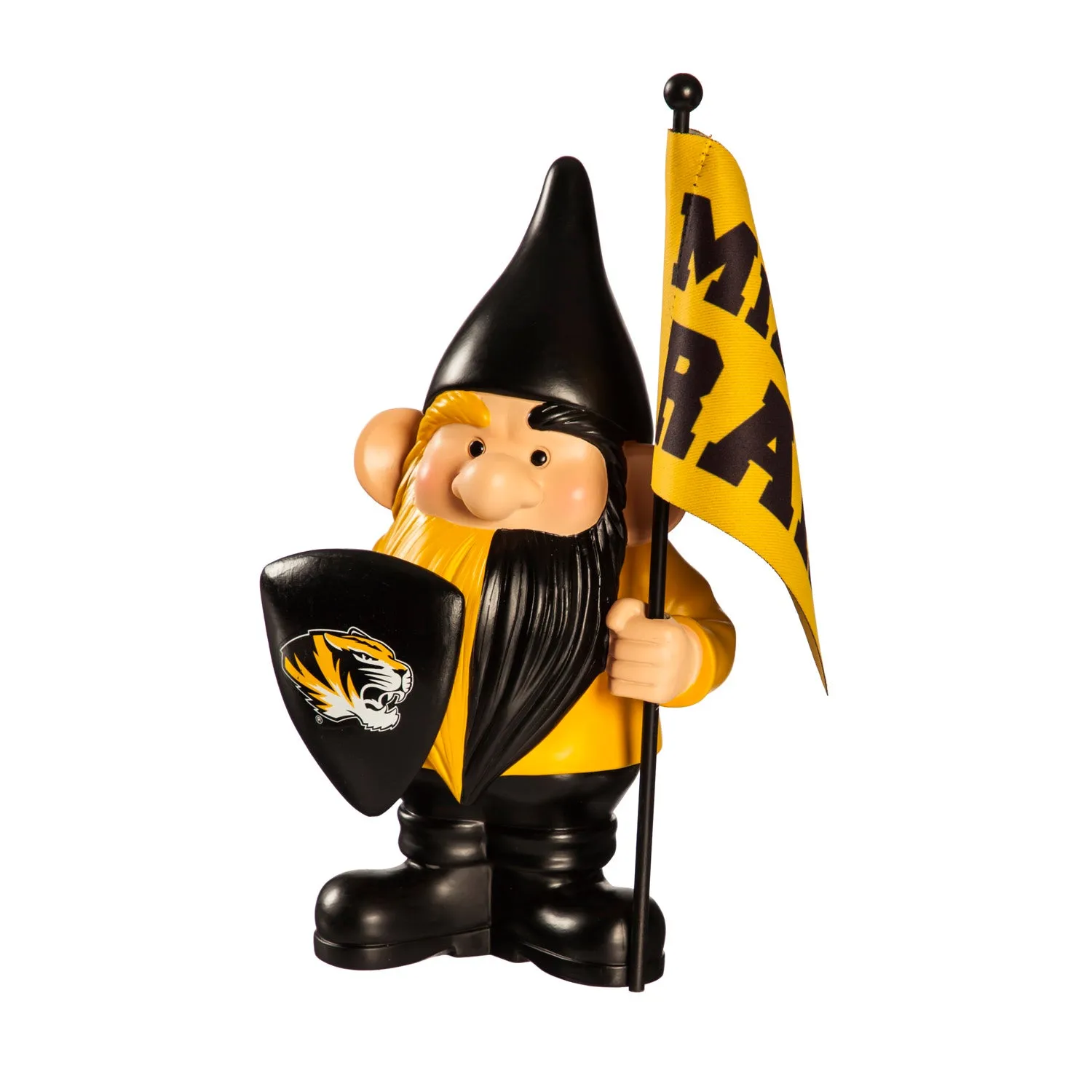 GARDEN GNOME UMC WITH FLAG AND SHIELD - BLACK-GOLD/10,54930fhg