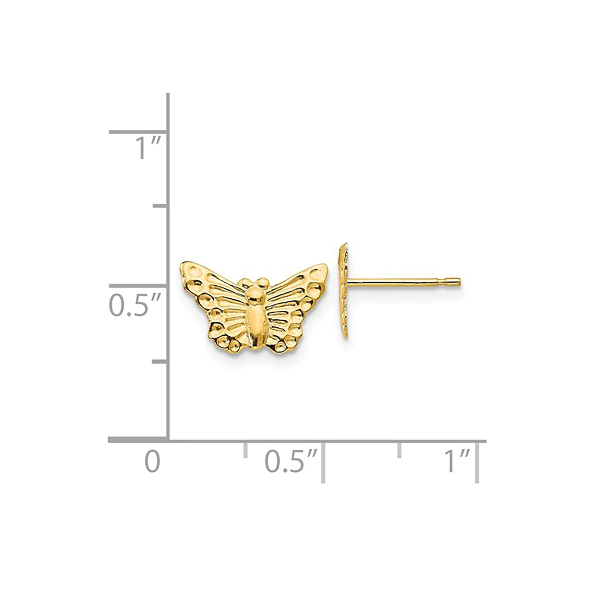 Glossy Butterfly Stud Earrings (14K)