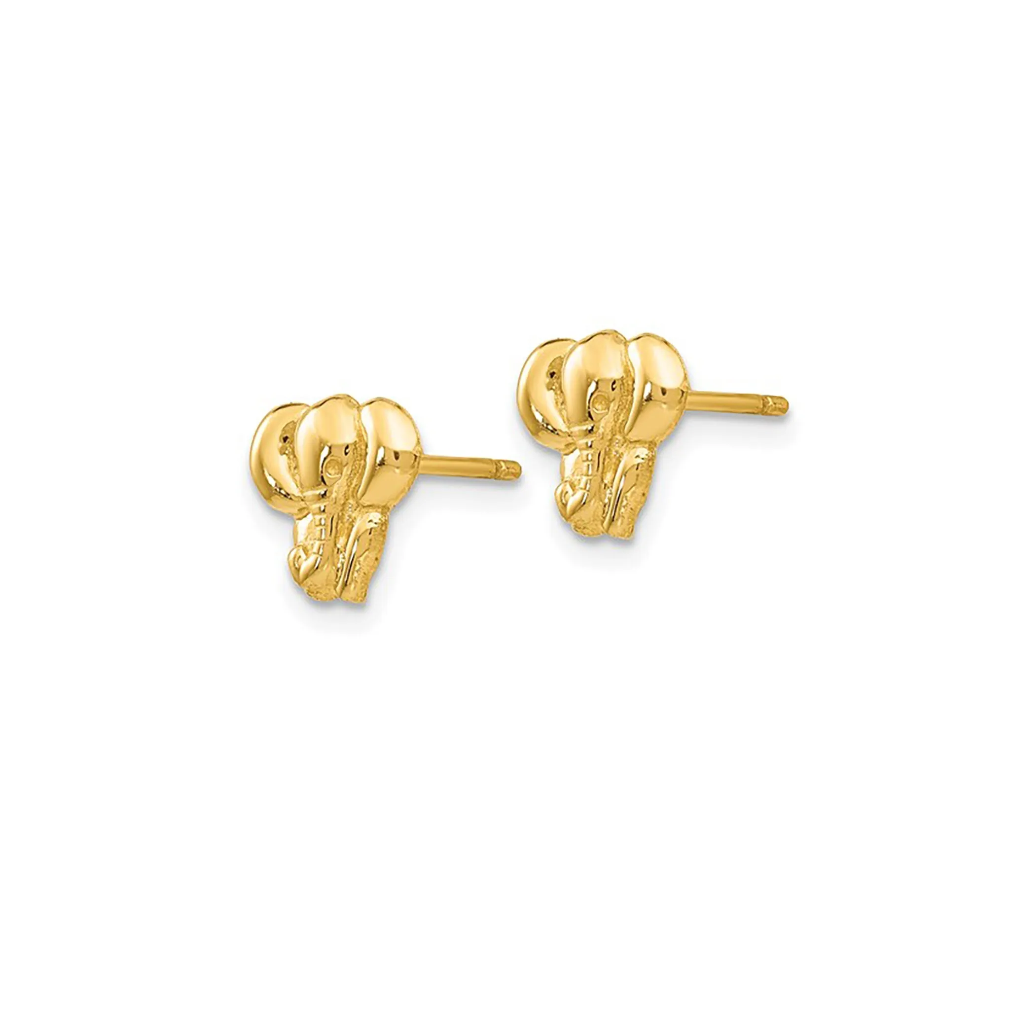 Glossy Elephant Stud Earrings (14K)
