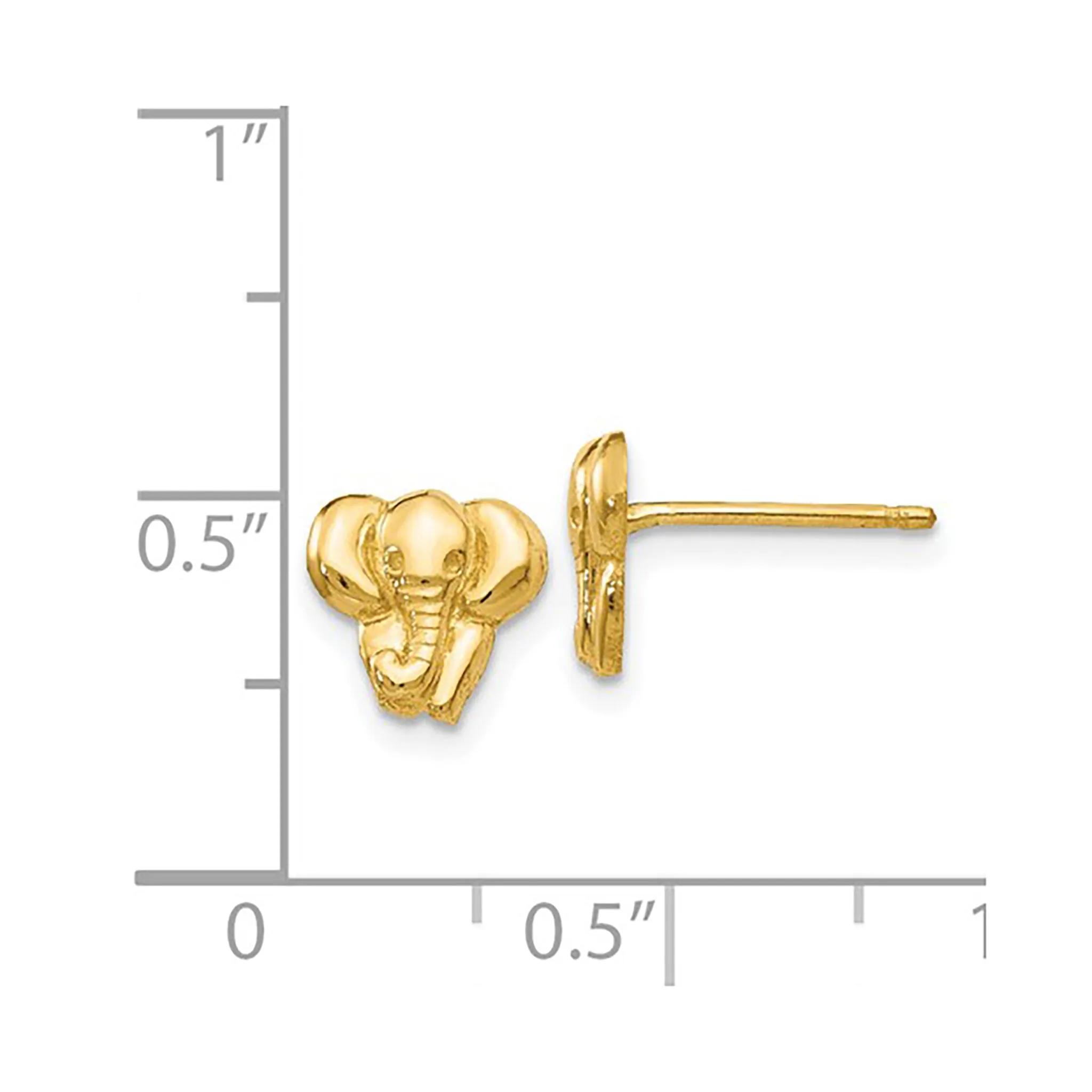 Glossy Elephant Stud Earrings (14K)