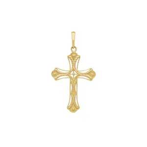 Glossy Filigree Pattern Cross Pendant (14K)