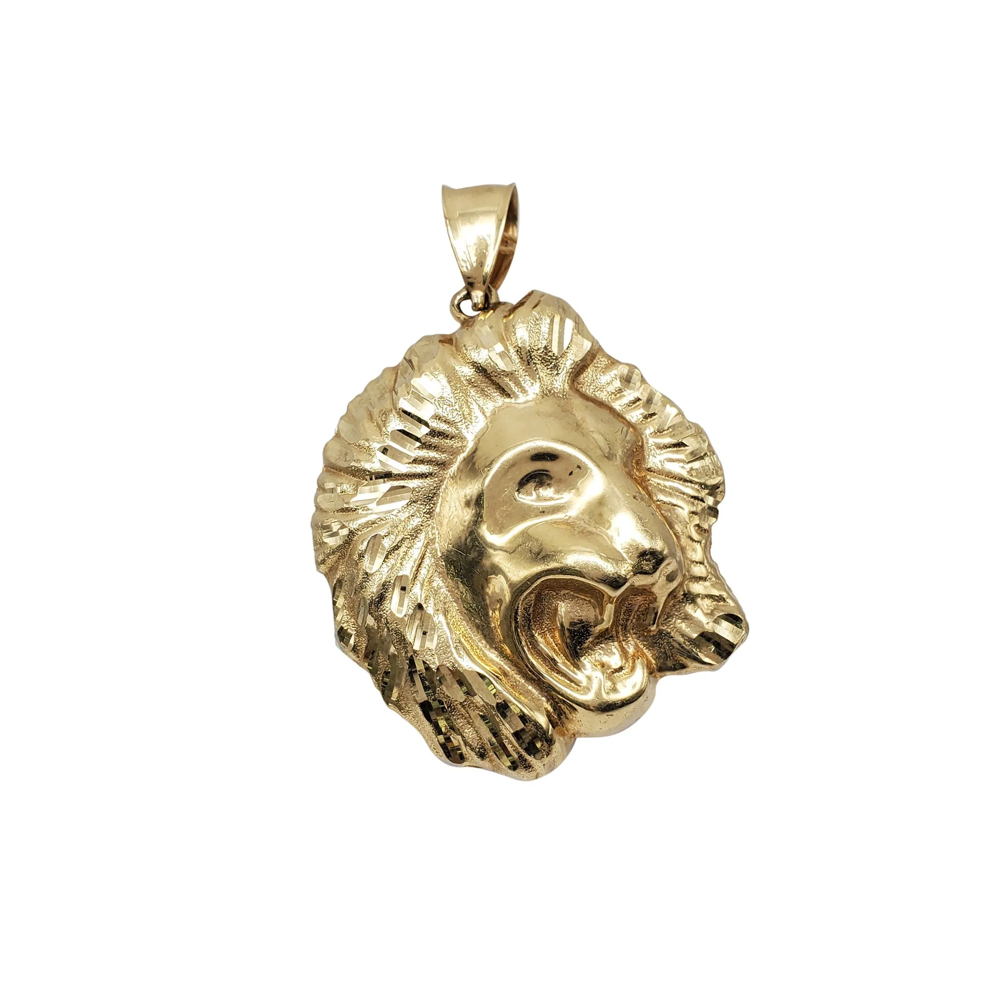 Glossy Lion Head Pendant (10K)