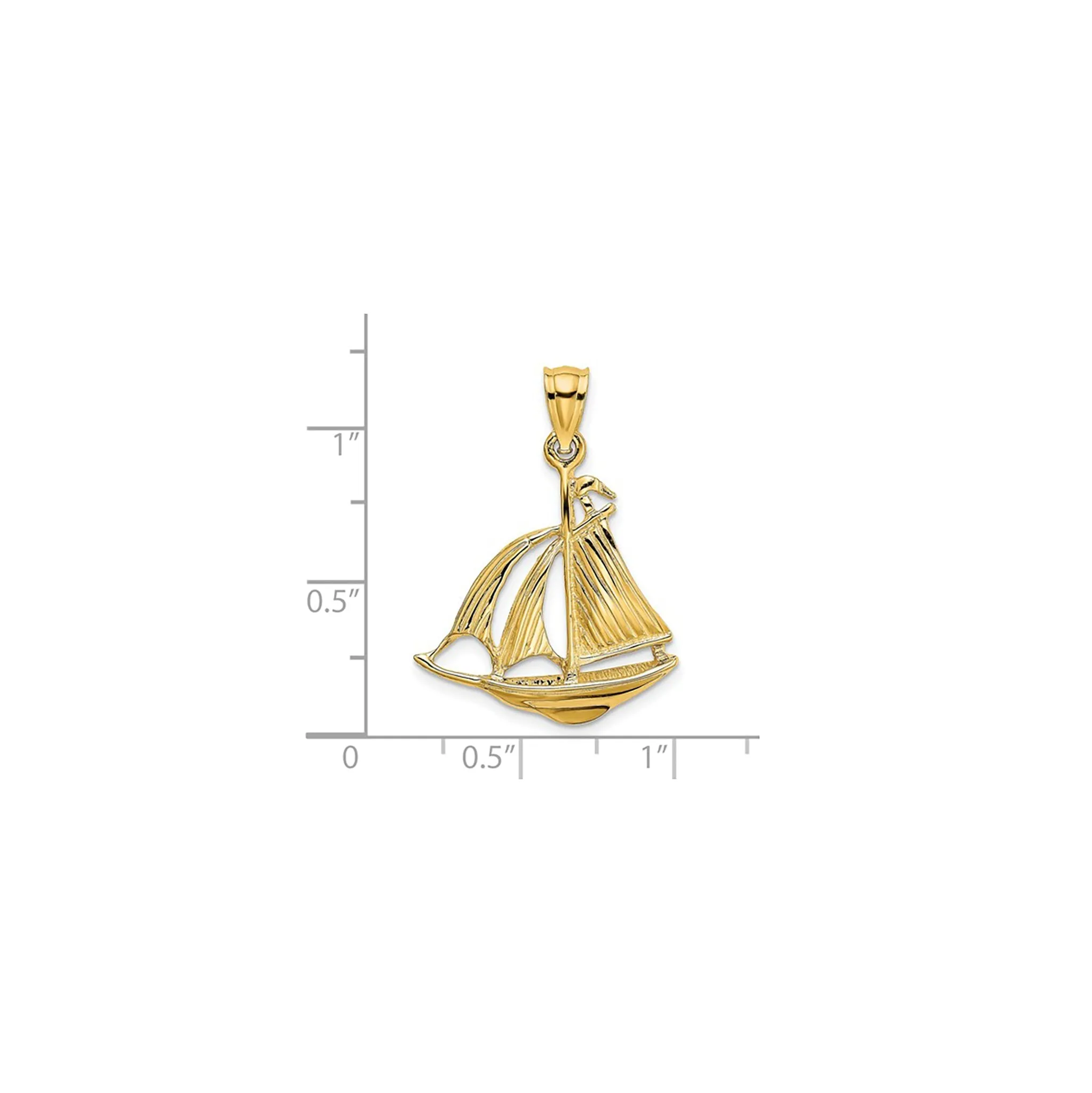Glossy Sailboat Pendant (14K)