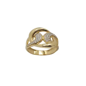 Glossy Zirconia Interlocking Hoops Ring (14K)