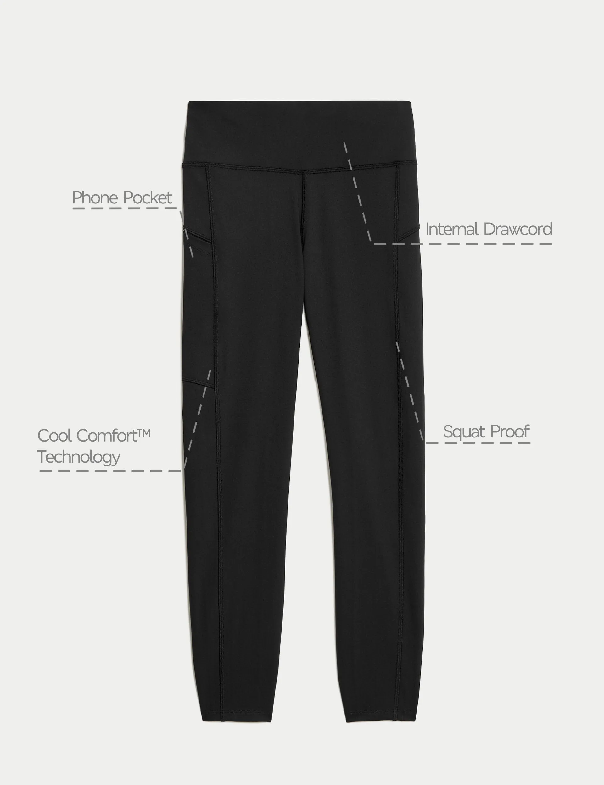 Go Move High Waisted 7/8 Gym Leggings - Black