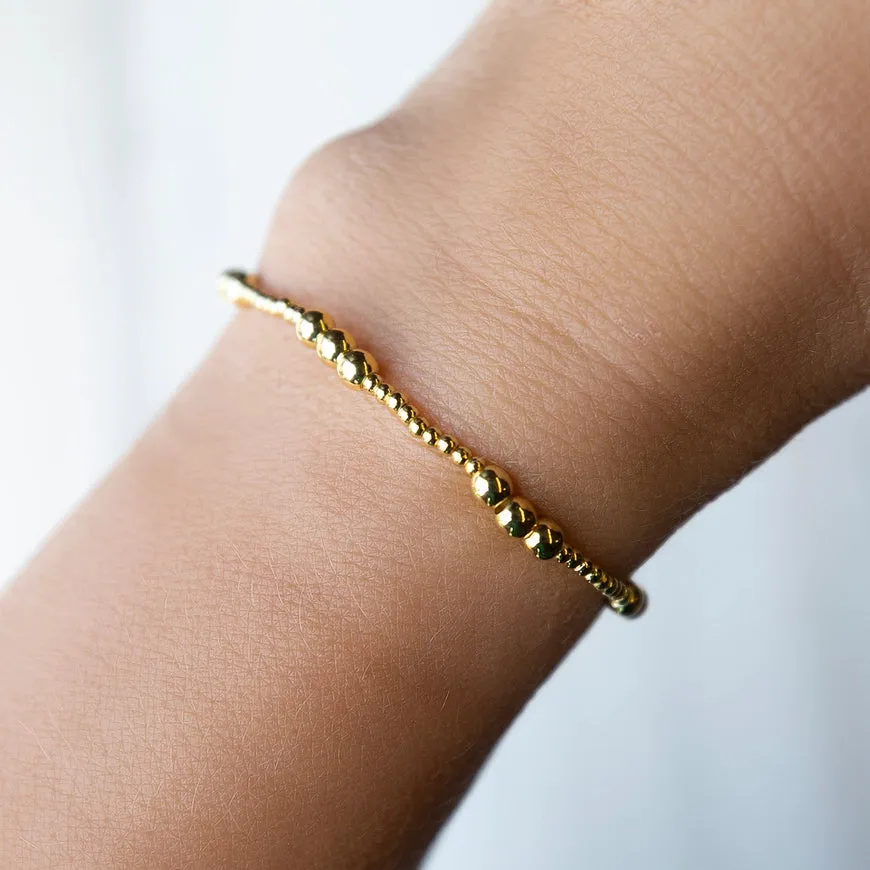 Gold Beaded Bracelets - Smooth Trio