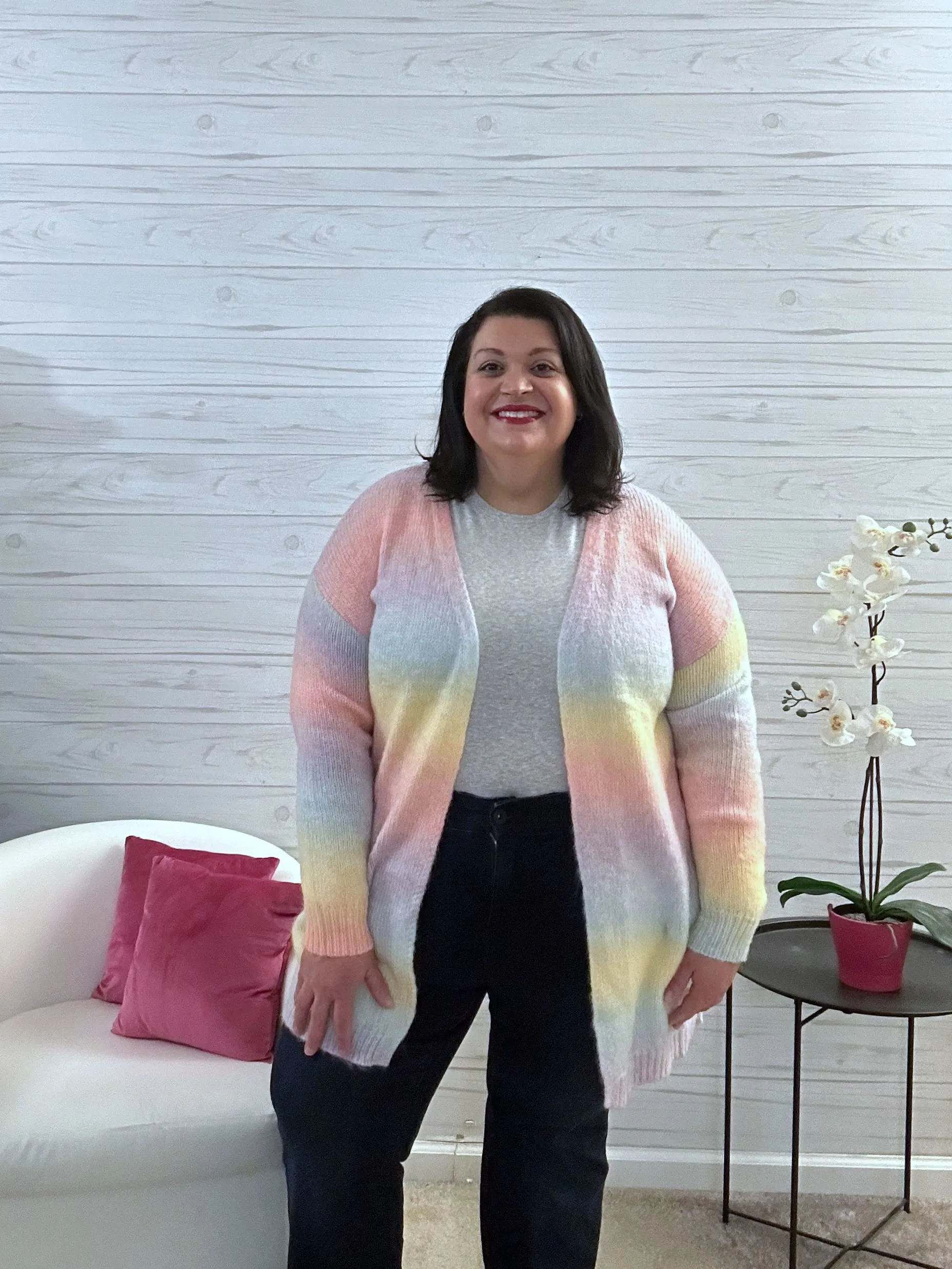 Gradient Open Front Cardigan