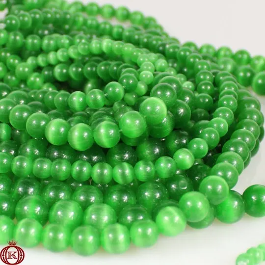 Green Cats Eye Beads Smooth Round