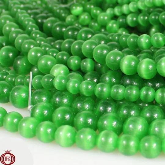 Green Cats Eye Beads Smooth Round