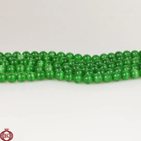Green Cats Eye Beads Smooth Round