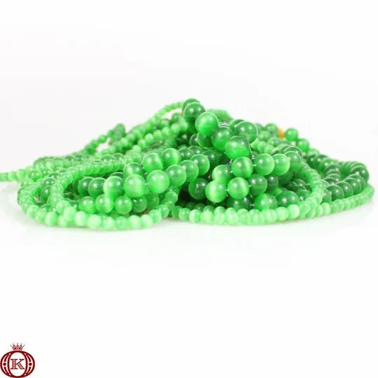 Green Cats Eye Beads Smooth Round