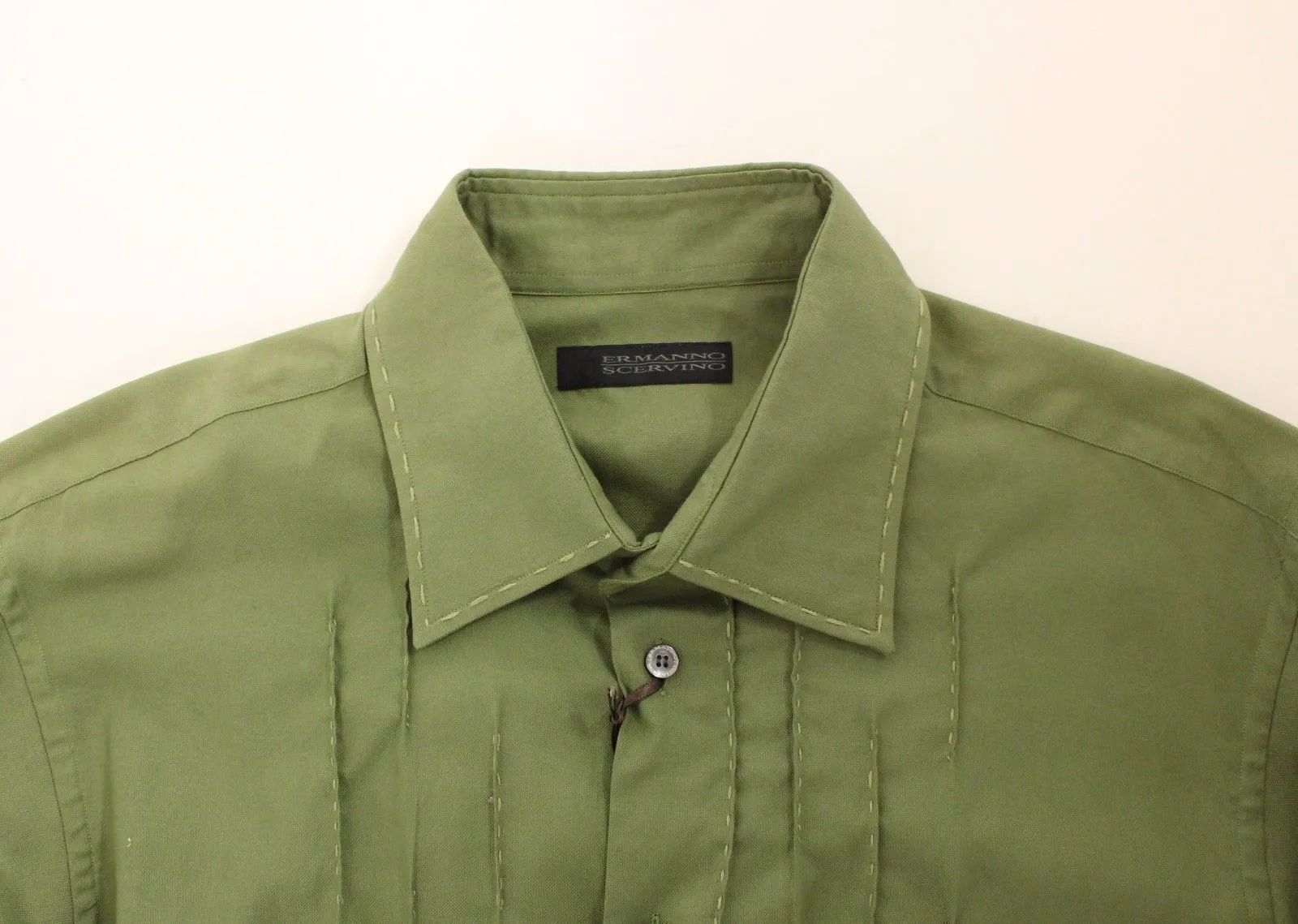 Green Cotton Casual Long Sleeve Shirt Top