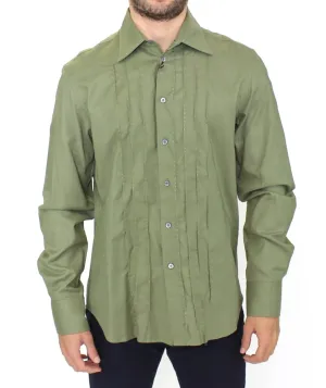 Green Cotton Casual Long Sleeve Shirt Top