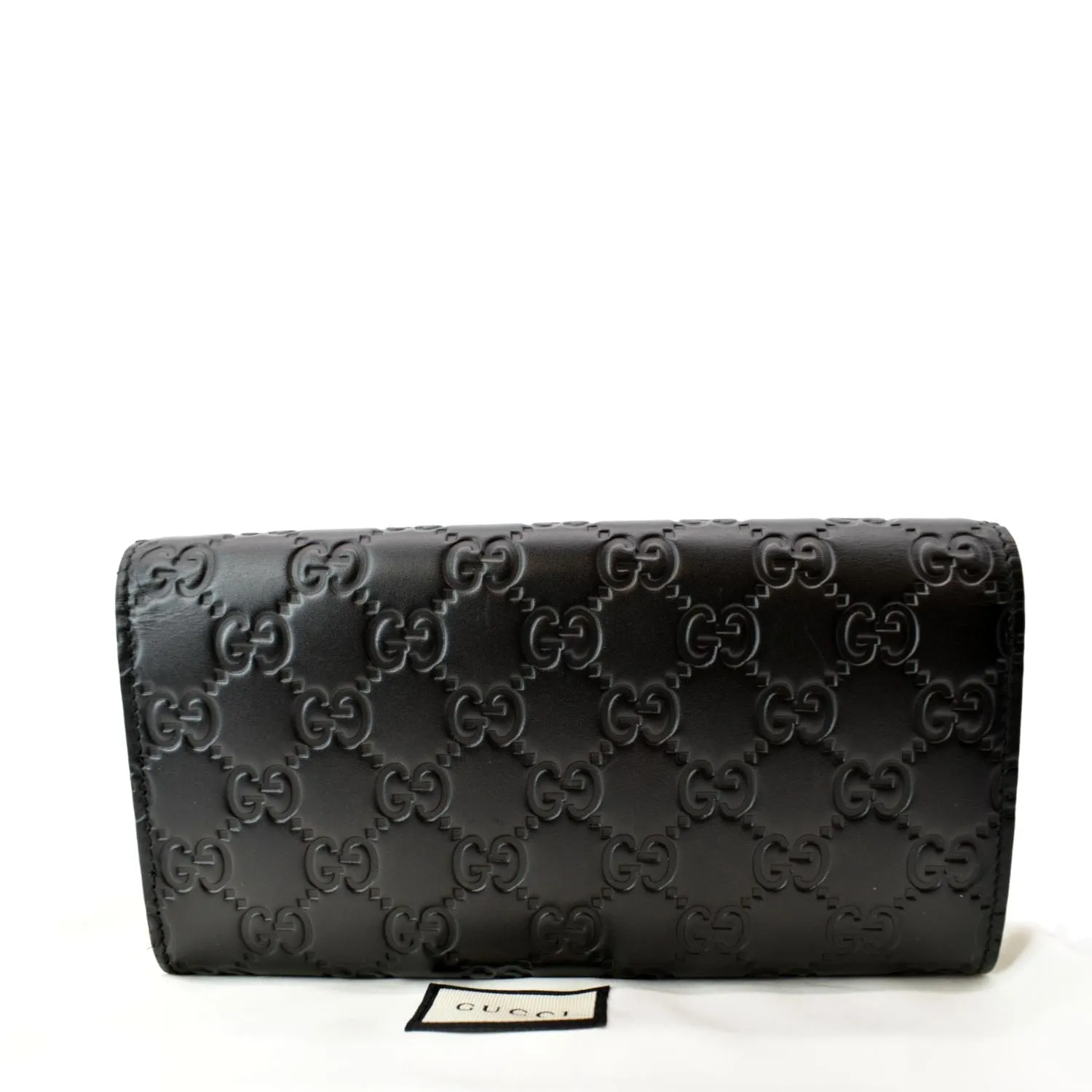 GUCCI Cat Head Leather Continental Wallet Black 548055