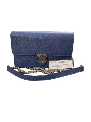 Gucci Interlocking G Calfskin Wallet Crossbody blue