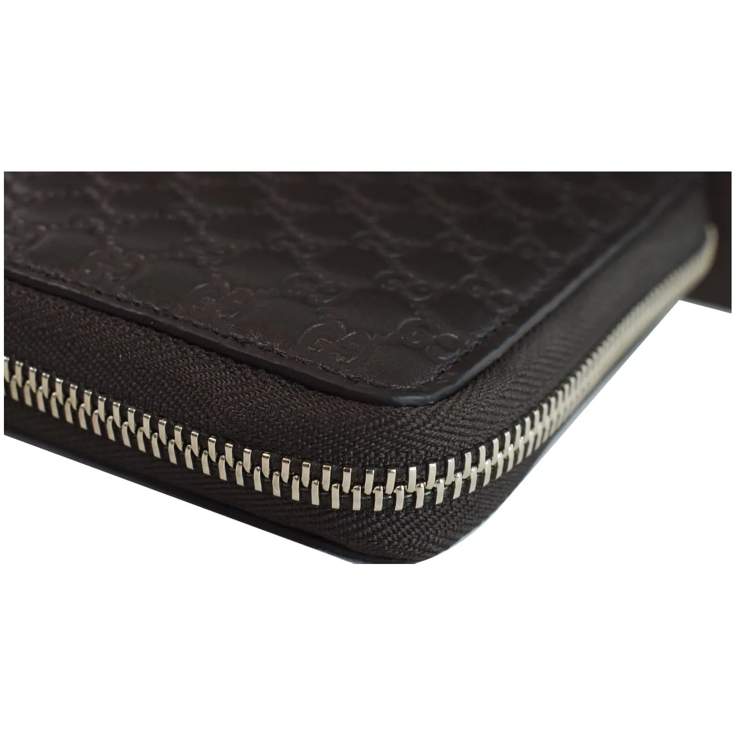 GUCCI Micro GG Guccissima Leather Zip Around XL Wallet Dark Brown 391465