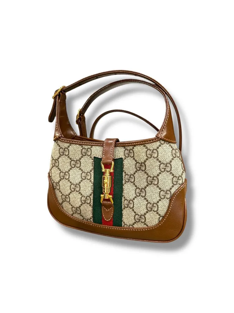 Gucci Mini Jackie Bag canvas leather tan