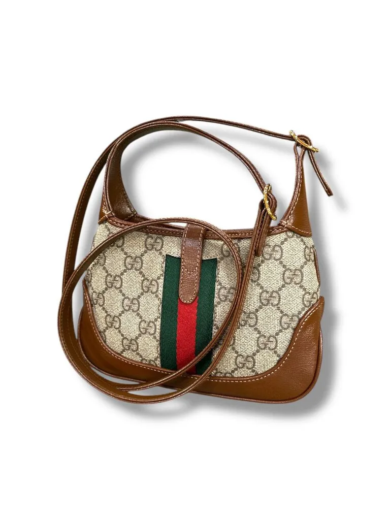 Gucci Mini Jackie Bag canvas leather tan