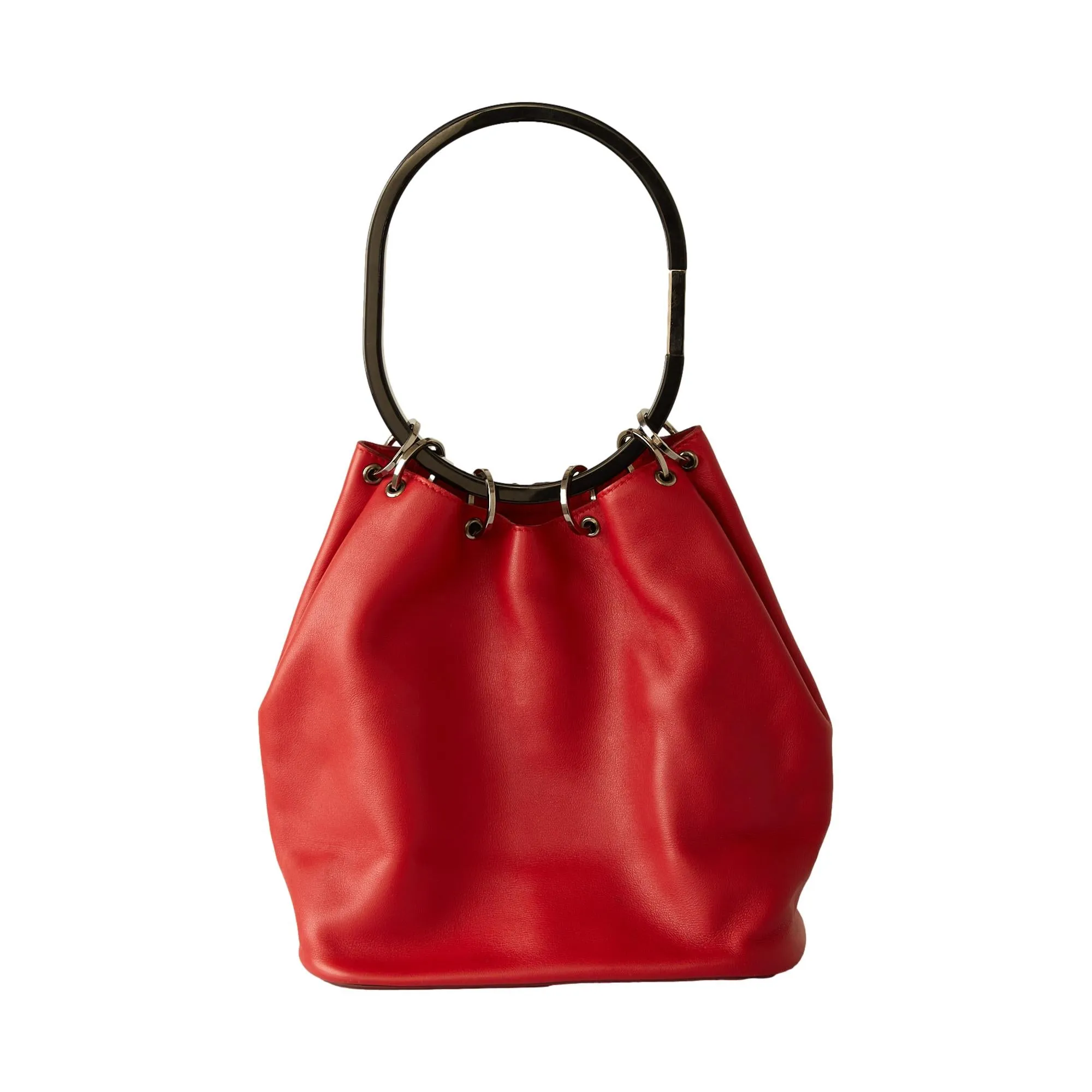 Gucci Red Leather Ring Handle Bag