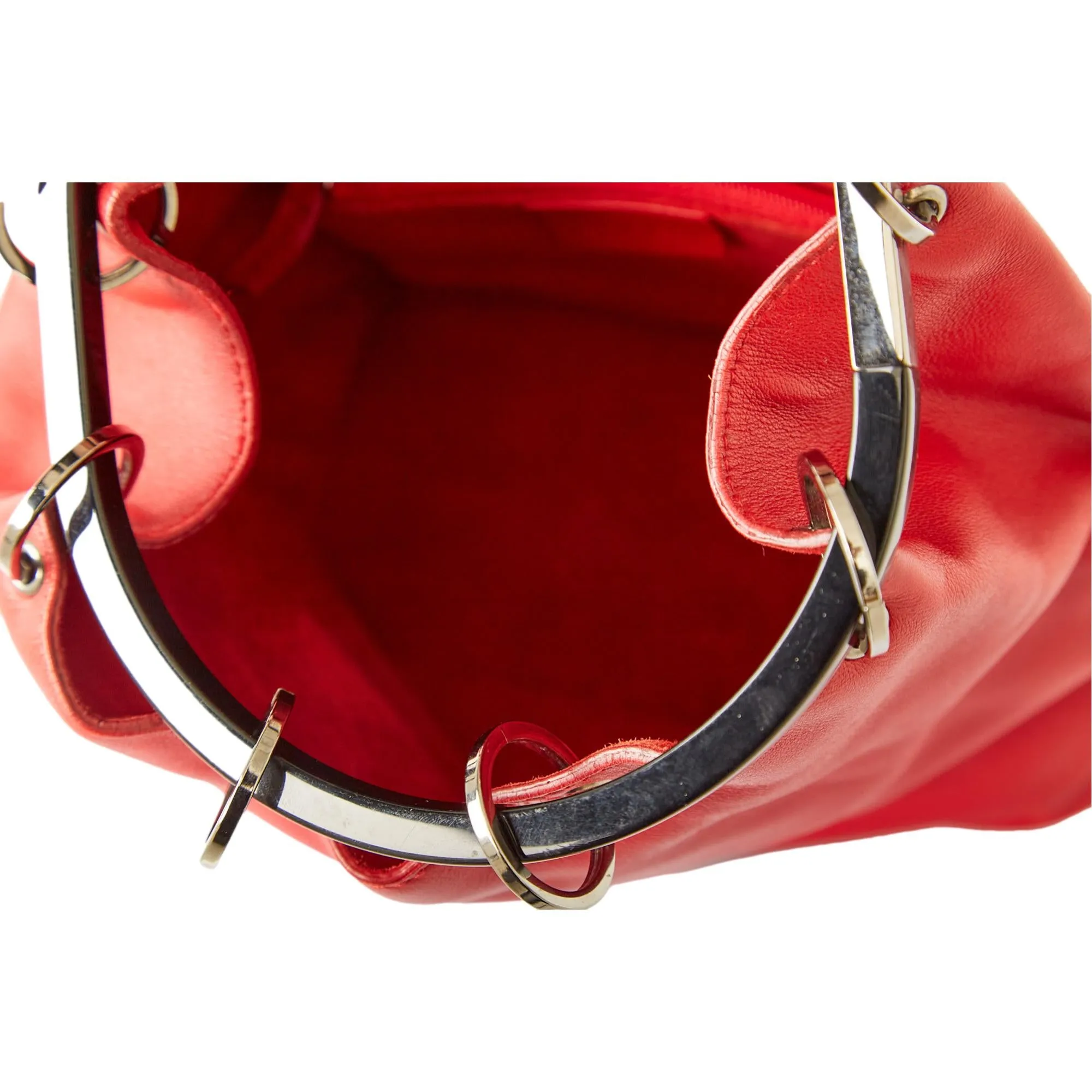 Gucci Red Leather Ring Handle Bag