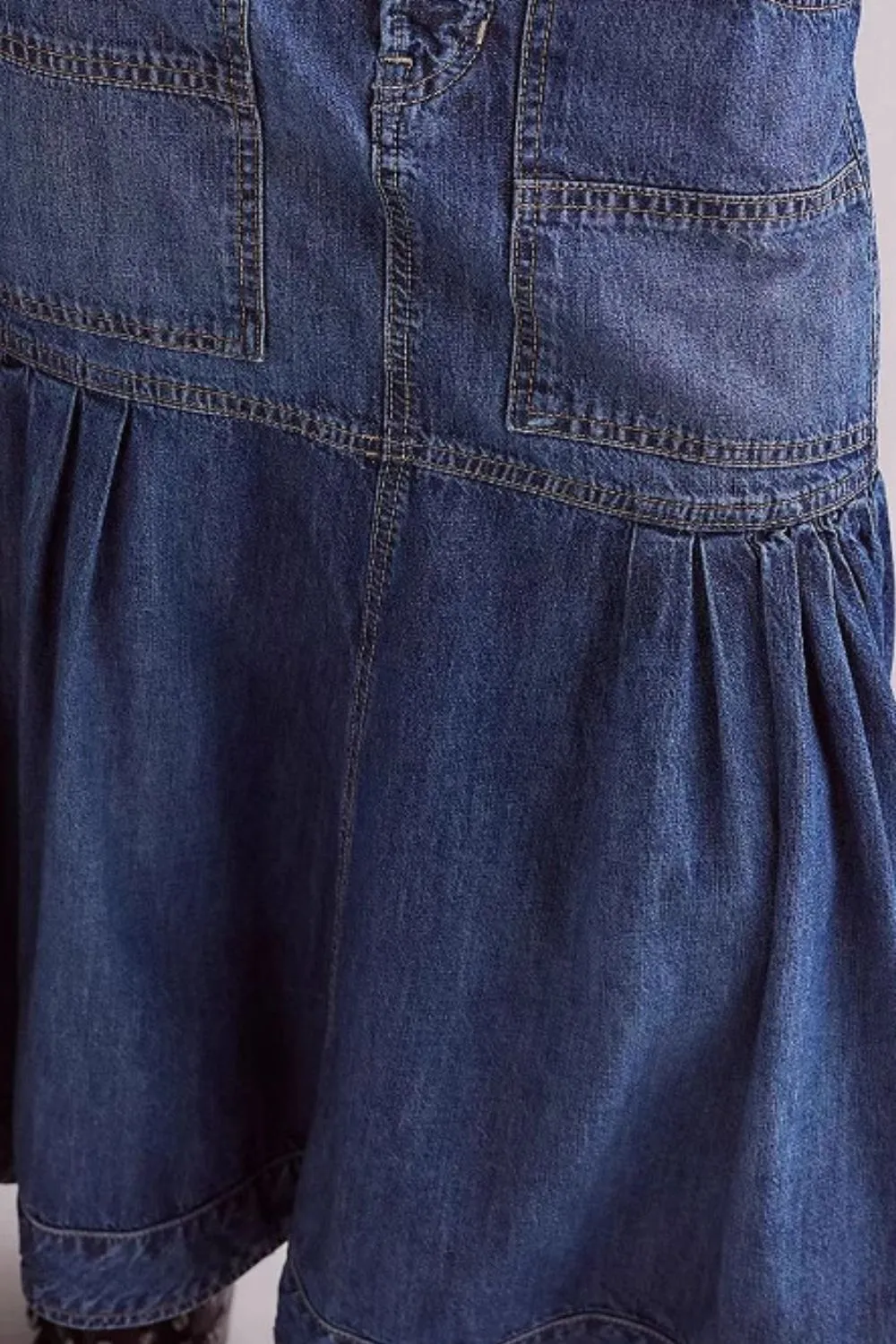Hazel Blues® |  Midi Denim Skirt with Pockets