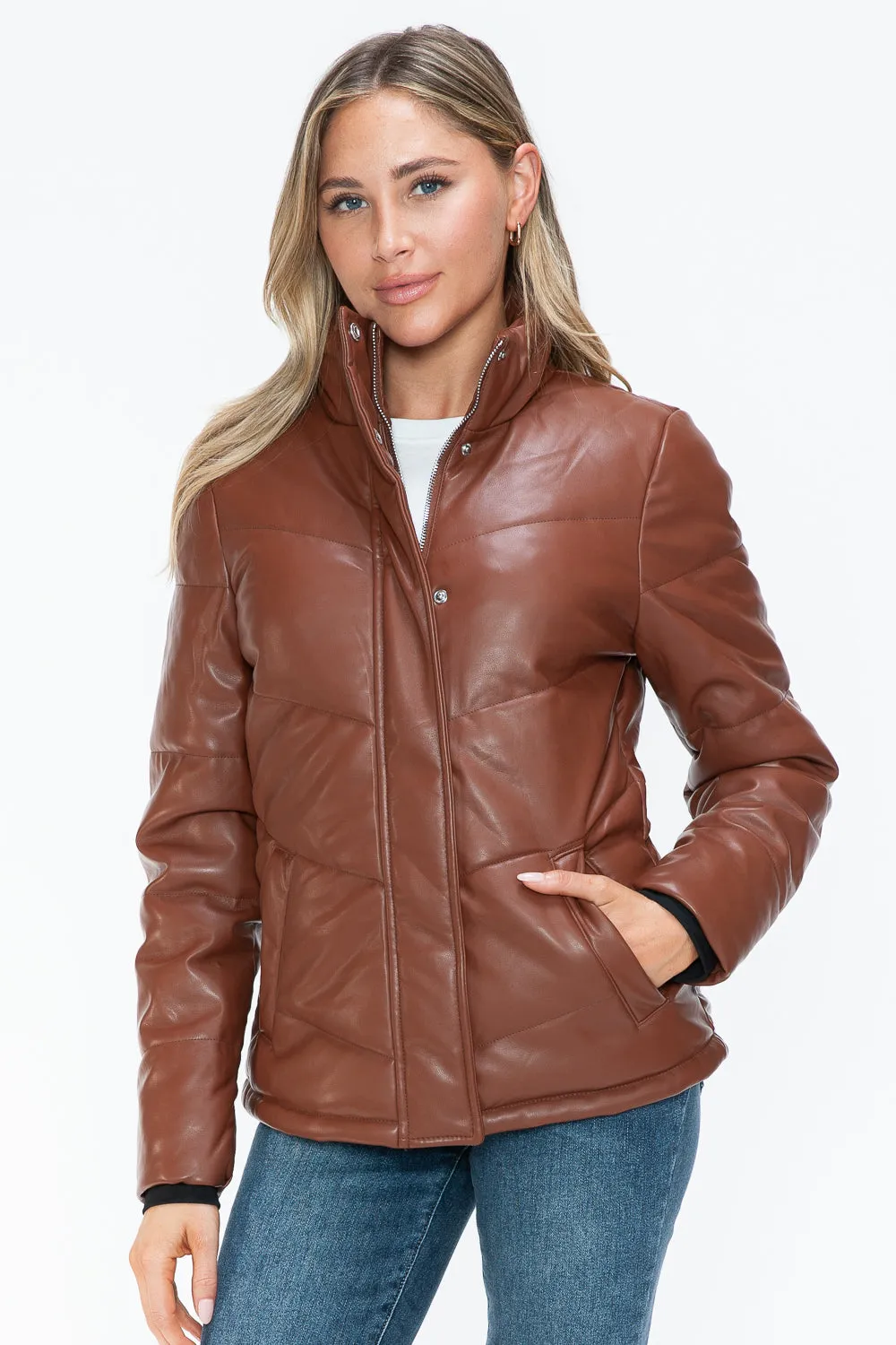 Hazel Blues® |  Snobbish Pocketed Zip Up Turtleneck Puffer Jacket