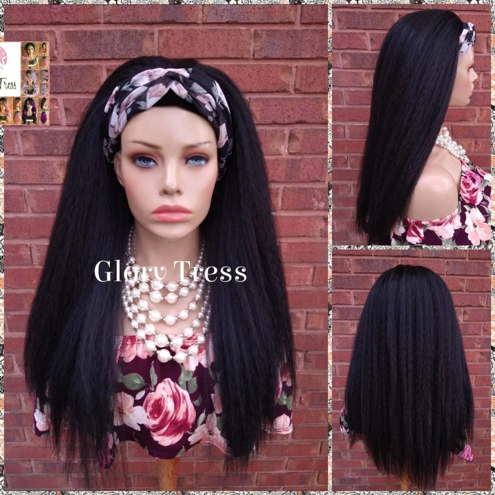 Headband Half Wig -  Yaki Straight Half Wig - Beginner  Friendly Wig, Glory Tress Wigs - African American Wig // SECURE