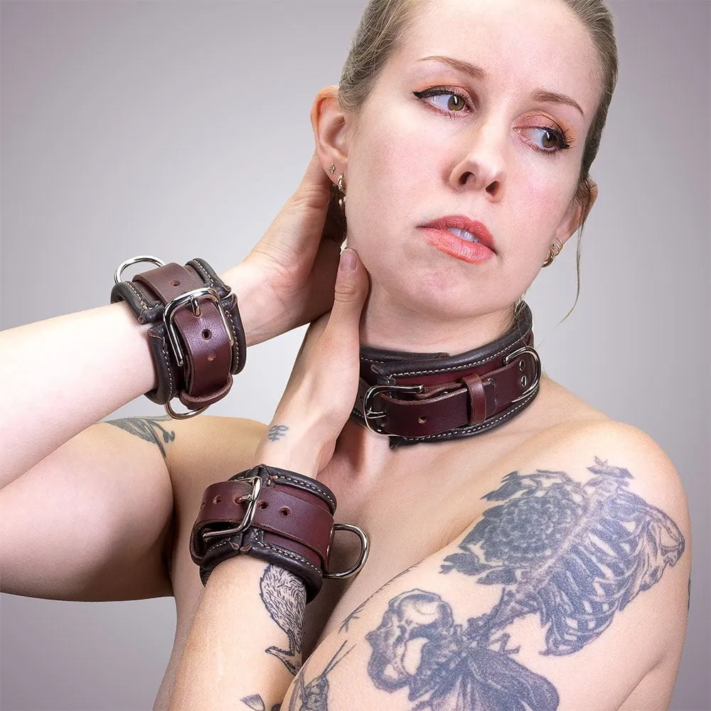Heavy Duty Padded Leather Collar & Cuffs [SET]