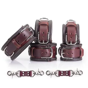 Heavy Duty Padded Leather Collar & Cuffs [SET]