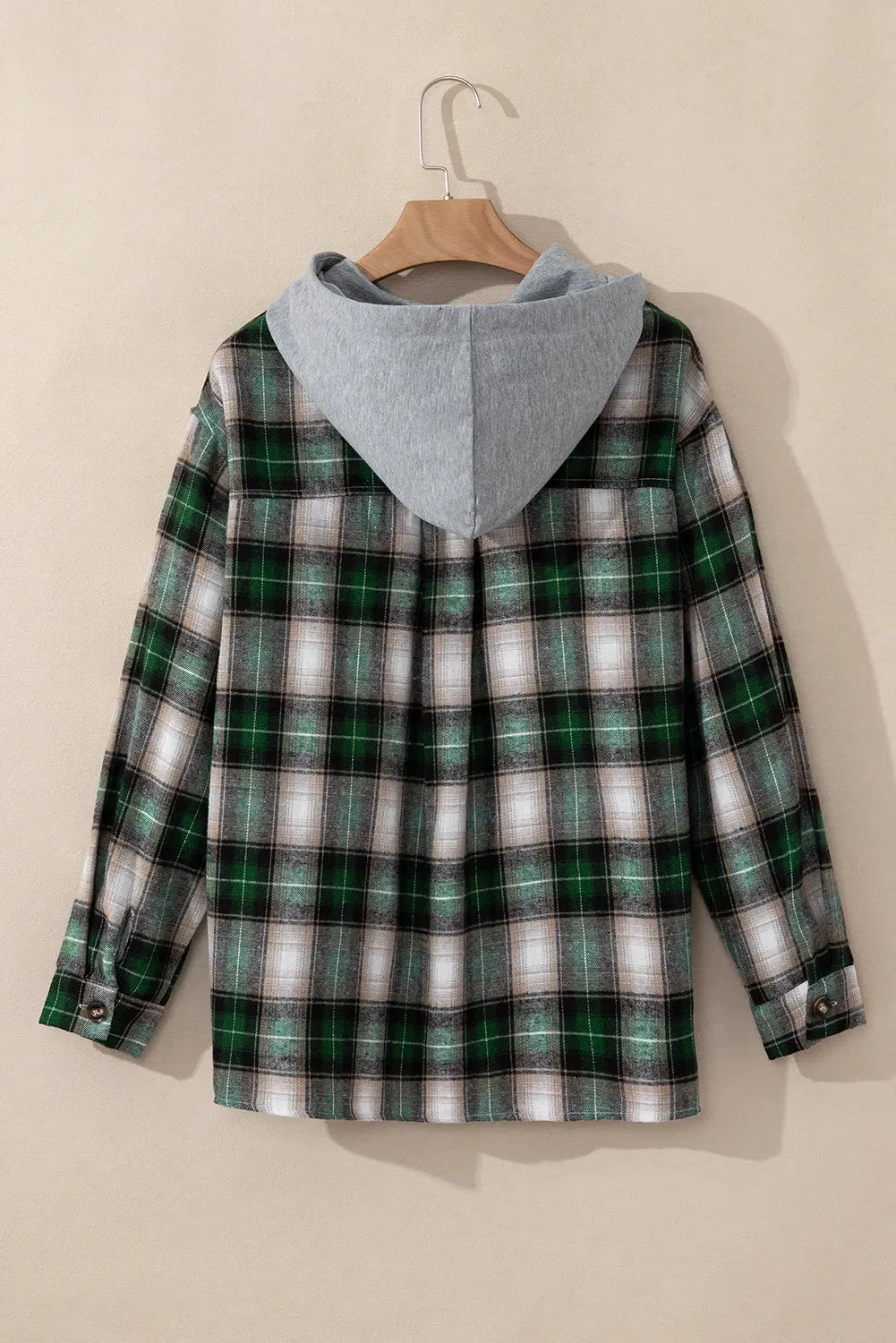Heidi Drawstring Pocketed Plaid Hooded Jacket