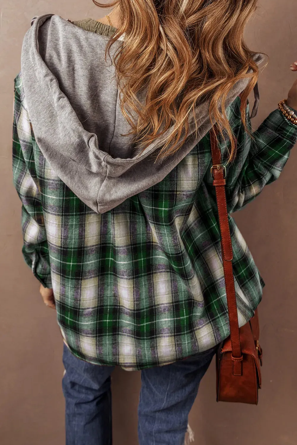 Heidi Drawstring Pocketed Plaid Hooded Jacket