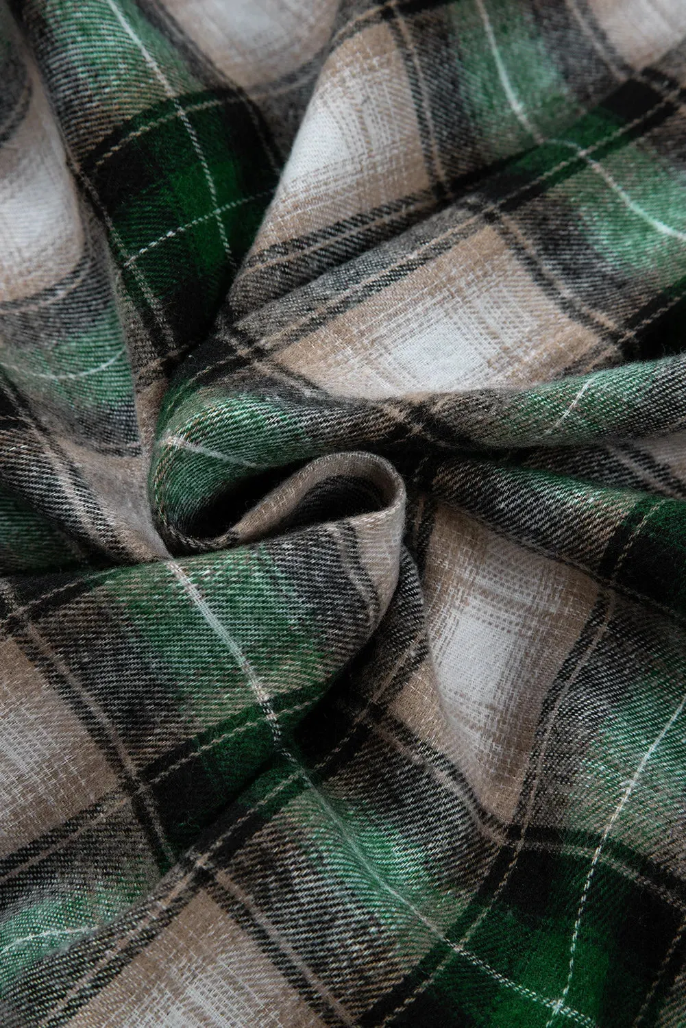 Heidi Drawstring Pocketed Plaid Hooded Jacket