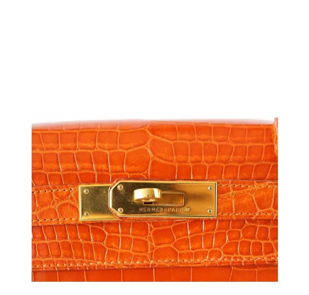Hermès Kelly 32 Orange Crocodile Bag