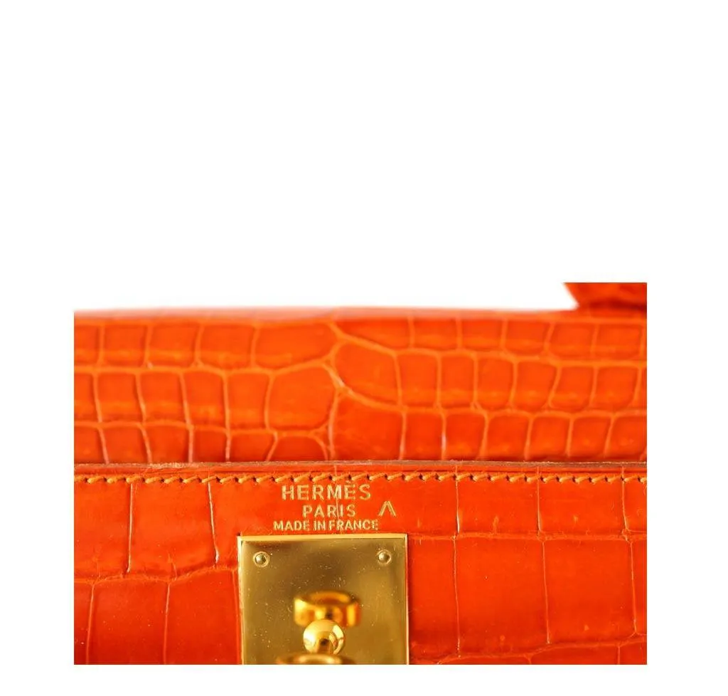 Hermès Kelly 32 Orange Crocodile Bag