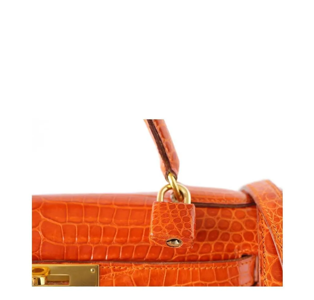 Hermès Kelly 32 Orange Crocodile Bag