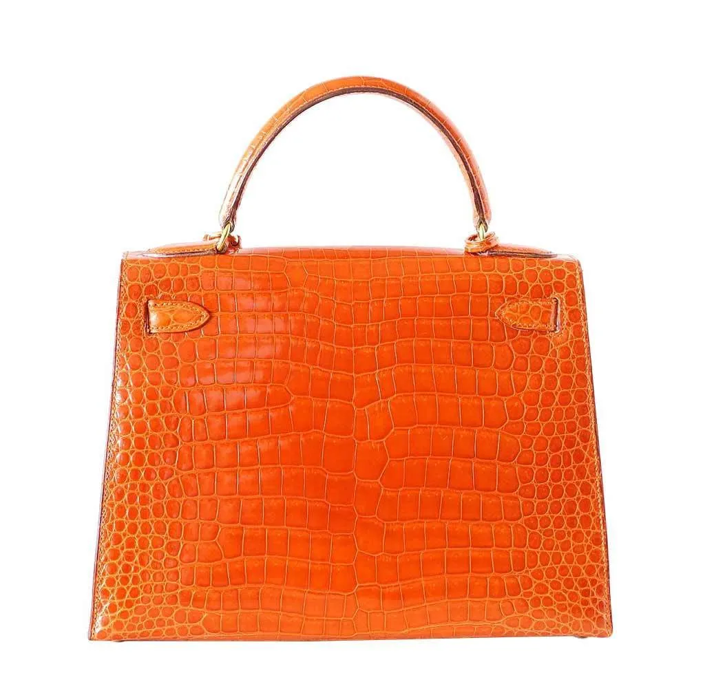 Hermès Kelly 32 Orange Crocodile Bag