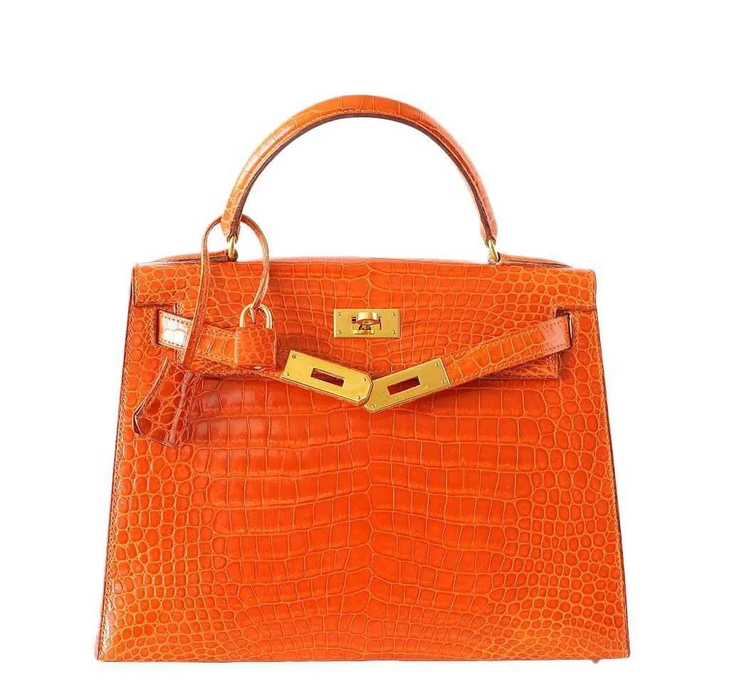 Hermès Kelly 32 Orange Crocodile Bag