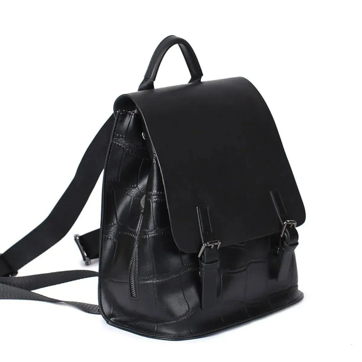 High-Capacity Cover Type Crocodile Patchwork Backpack