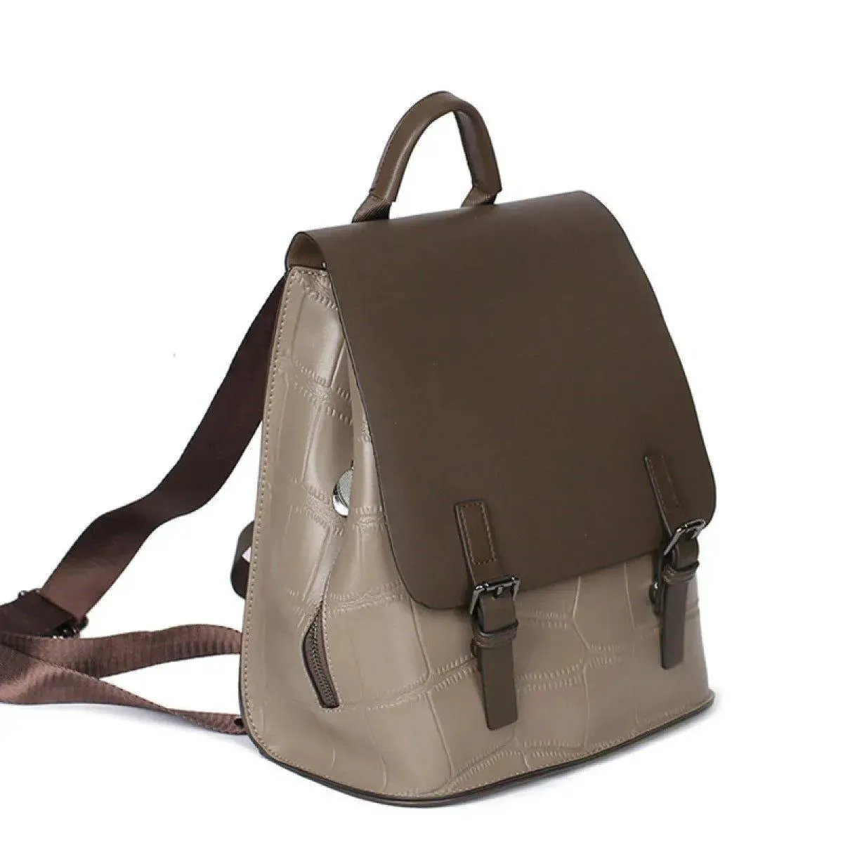 High-Capacity Cover Type Crocodile Patchwork Backpack