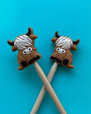 Highland cows Knitting Needle Point Protectors