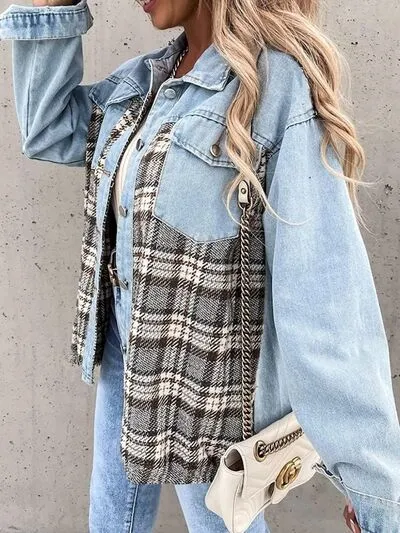 Hollie Plaid Button Up Dropped Shoulder Jacket